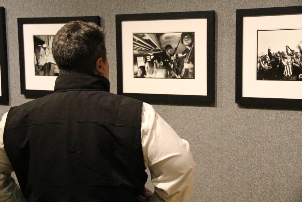 Visitor looking at exhibit