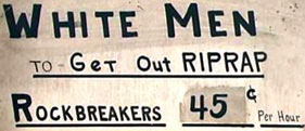 white men rockbreakers employment sign