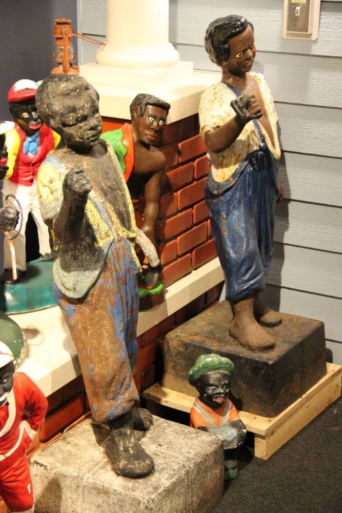 BLACK AMERICANA FISHING BOY CONCRETE STATUE..(LAWN JOCKEY) CEMENT YARD ART