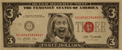 Hillary Clinton on a three dollar bill